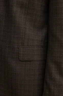 Abito Check Monopetto Comfort Fit in Lana Vergine - FANT. MARRONE