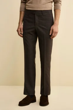 Abito Check Monopetto Comfort Fit in Lana Vergine - FANT. MARRONE