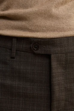 Abito Check Monopetto Comfort Fit in Lana Vergine - FANT. MARRONE