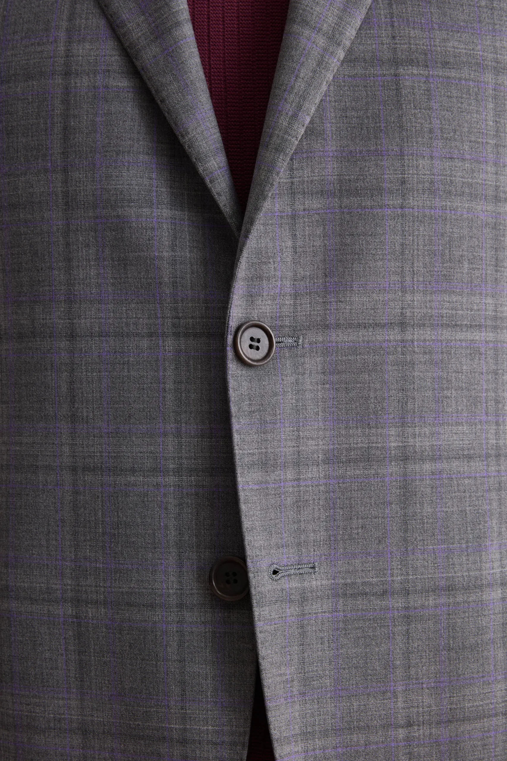 Abito Check Monopetto Foderato Regular Fit in Lana Vergine - GRIGIO QUADRI