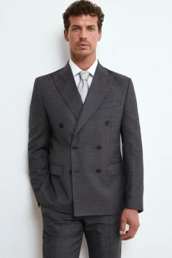 Abito Doppiopetto in Lana Slim Fit - ANTRACITE QUADRI