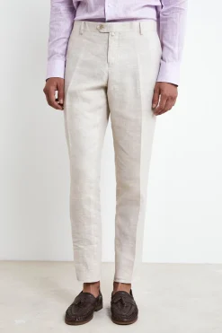 Abito in lino slim fit - BEIGE