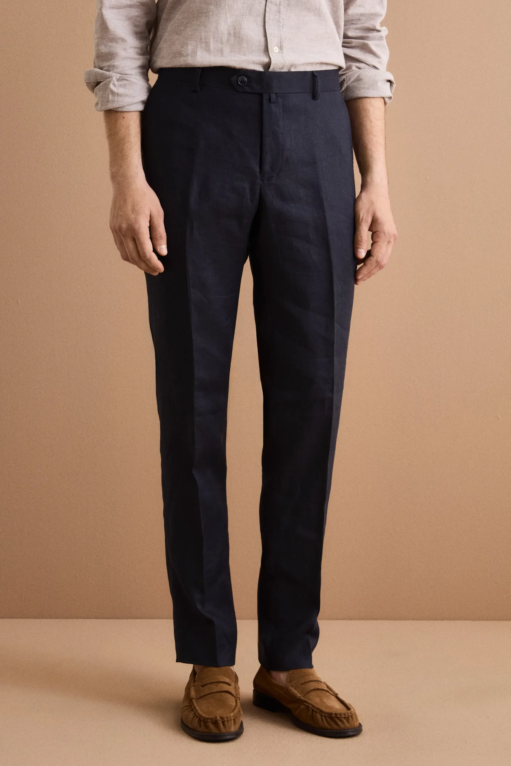 Abito Monopetto Comfort Fit in Puro Lino - NAVY