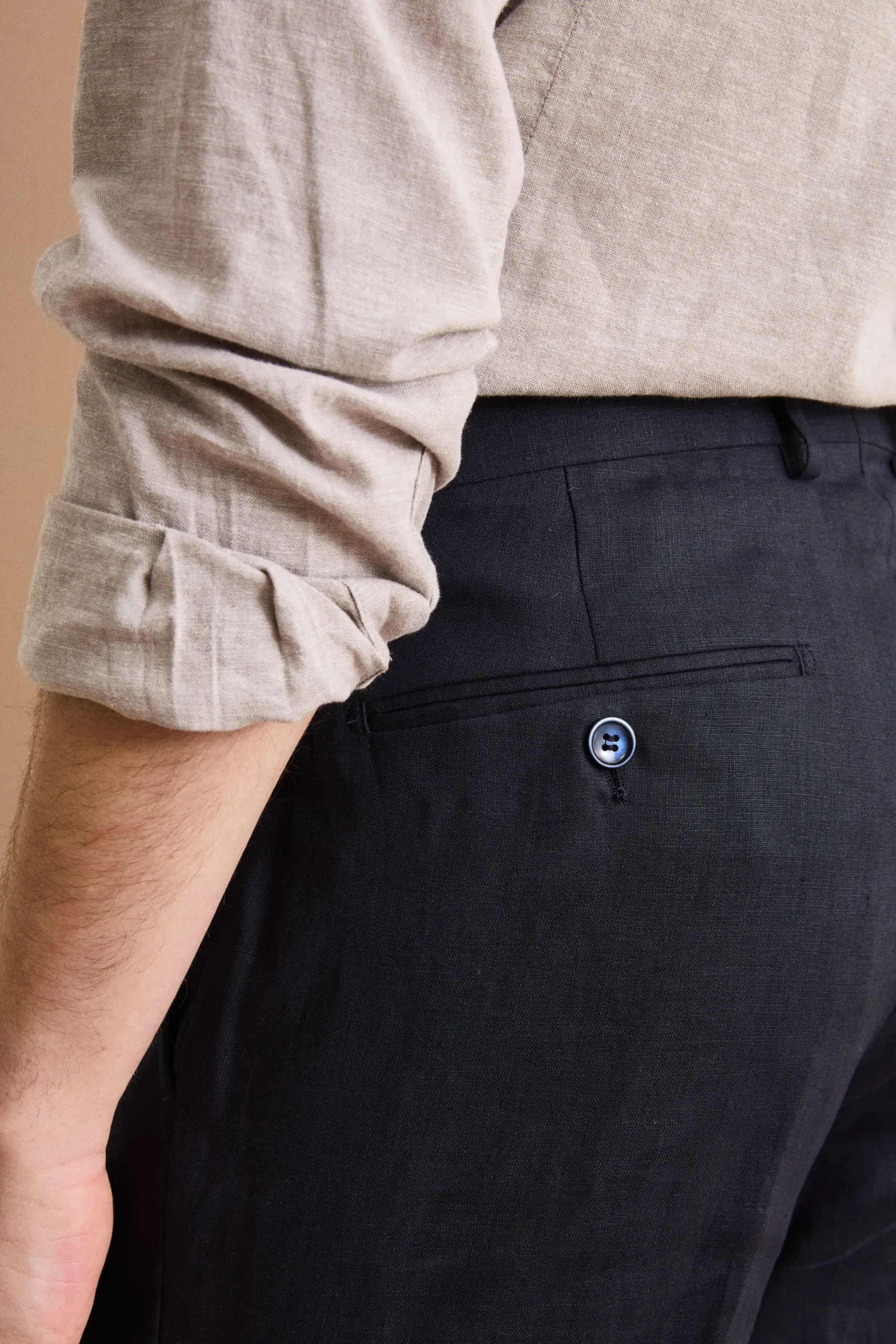 Abito Monopetto Comfort Fit in Puro Lino - NAVY