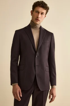 Abito Monopetto in Lana Vergine Regular Fit - MELANZANA