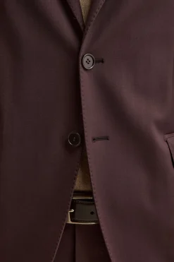 Abito Regular Monopetto in Lana Vergine con Revers Classico - BORDEAUX