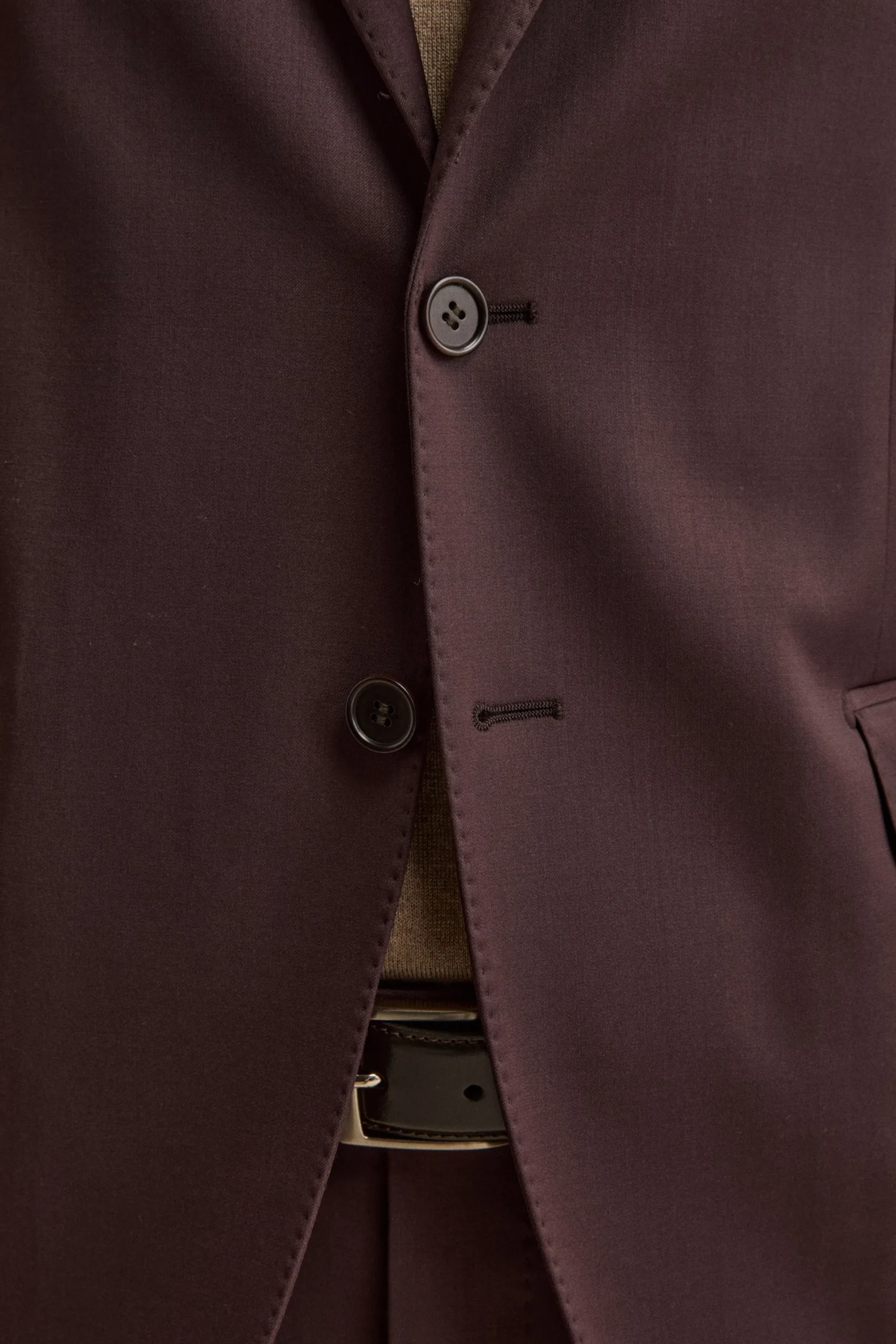 Abito Regular Monopetto in Lana Vergine con Revers Classico - BORDEAUX