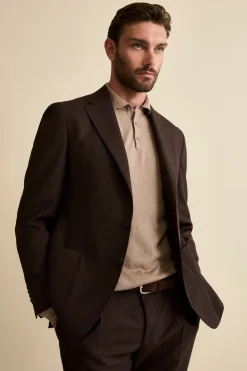 Abito Semifoderato Slim Fit in Lana Vergine - MARRONE