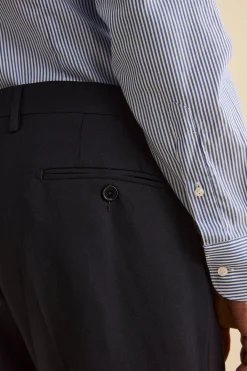 Abito Slim Fit in Lana Vergine con Revers a Lancia - BLU