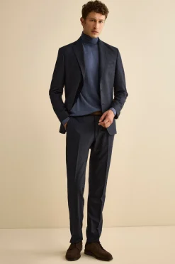 Abito Slim Fit in Lana Vergine con Revers Classico - GALLES BLU