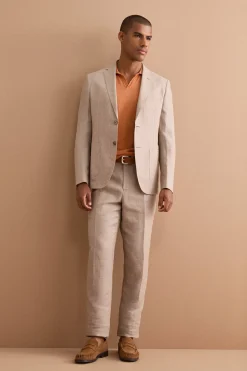 Abito Slim Fit Monopetto Semifoderato in Lino Melange - CAFFE