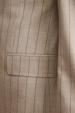 Abito Uomo in Lana Vergine Gessato Slim Fit - BEIGE GESSATO