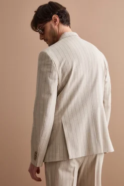 Abito Uomo in Lana Vergine Gessato Slim Fit - BEIGE GESSATO