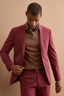 Abito Uomo Monopetto in Lino Slim Fit - BORDEAUX
