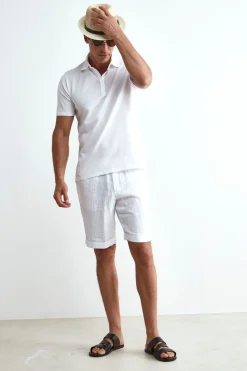 Bermuda Coulisse in Lino - BIANCO