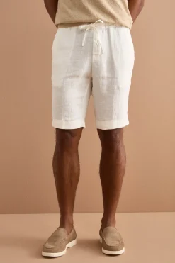 Bermuda in Lino con Coulisse e Risvolto - PANNA