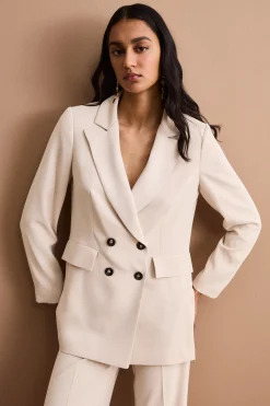 Blazer Doppiopetto Foderato in Cady - SABBIA