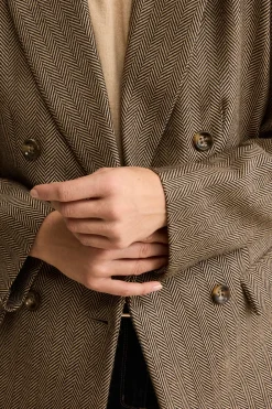 Blazer Foderato Doppiopetto in Lana Vergine - MATTONE SPIGATO