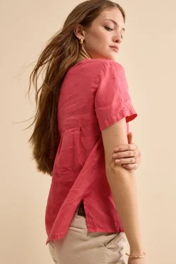 Blusa Morbida Girocollo in Lino - CORALLO