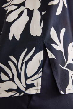 Blusa Smanicata Habotai con Fantasia - FANT. BLU