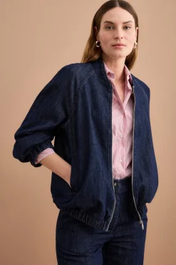 Bomber di Jeans Sfoderato con Zip - DENIM