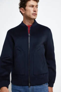 Bomber in Lana con Zip - NAVY