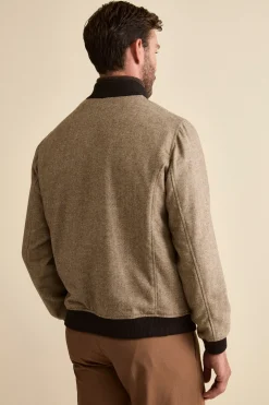 Bomber Spigato con Tasche in Misto Lana - MARRONE SPIGATO