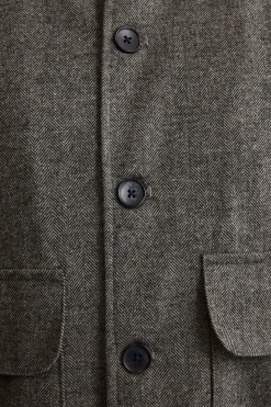 Bomber Spigato con Tasche in Misto Lana - GRIGIO SPIGATO