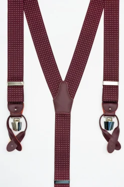 Bretelle Elasticizzate con Clip e Asole in Pelle - POIS fondo BORDEAUX