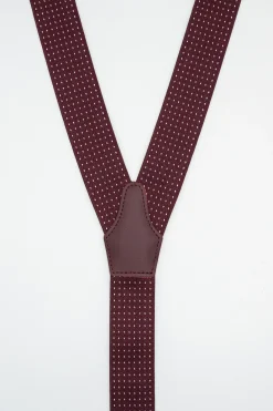 Bretelle Elasticizzate con Clip e Asole in Pelle - POIS fondo BORDEAUX
