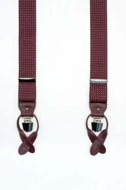 Bretelle Elasticizzate con Clip e Asole in Pelle - POIS fondo BORDEAUX