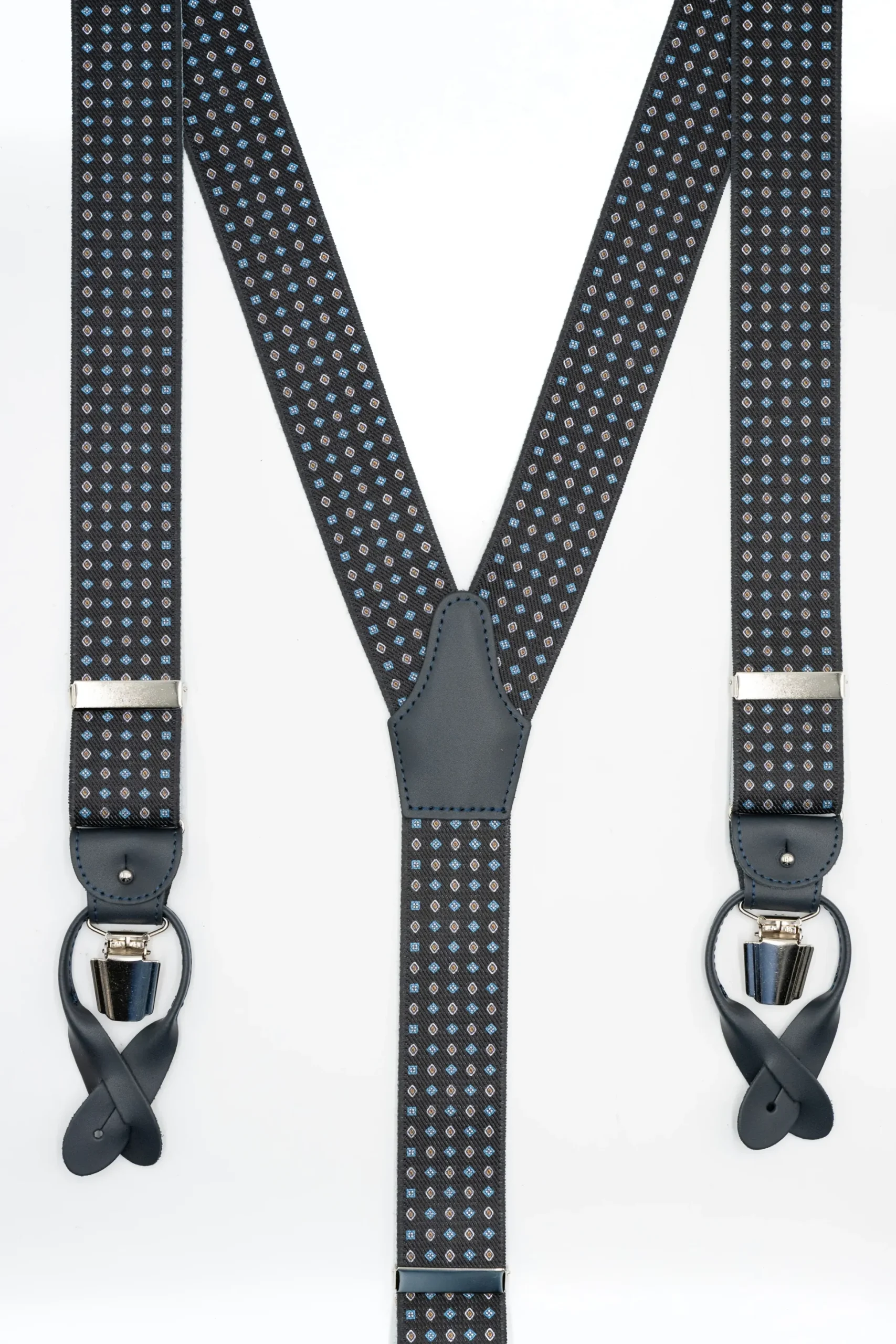 Bretelle Elasticizzate con Clip e Asole in Pelle - FANT. BLU