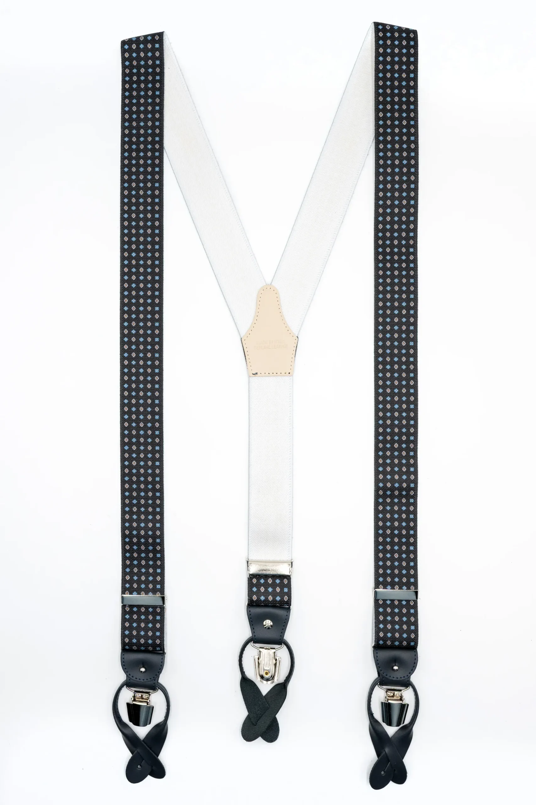 Bretelle Elasticizzate con Clip e Asole in Pelle - FANT. BLU