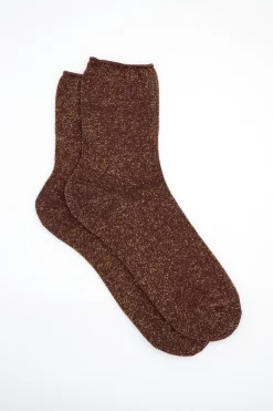 Calze Corte in Cotone con Lurex - BORDEAUX