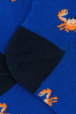 Calze Corte in Cotone Fantasia Granchi - FANT. BLUETTE