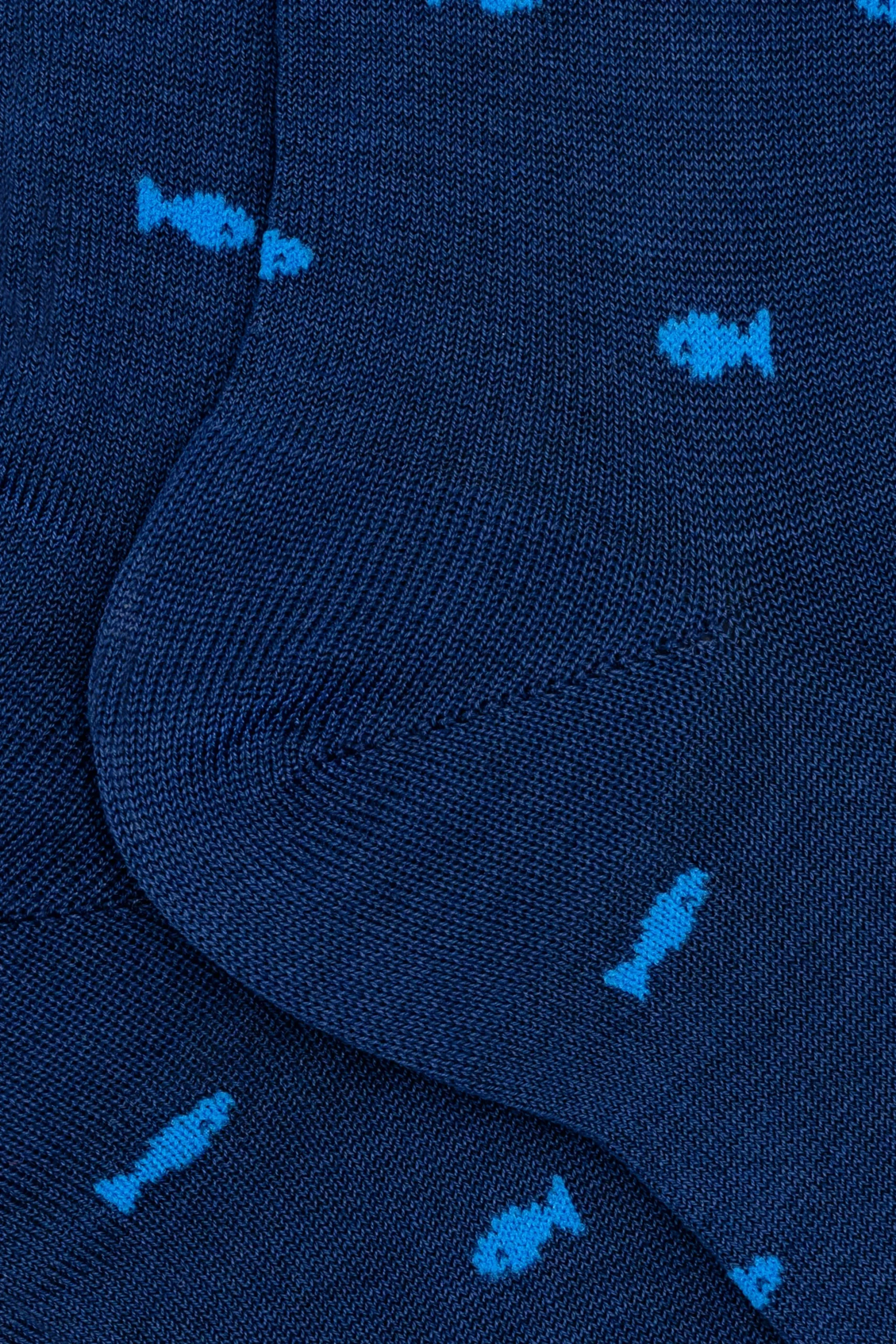 Calze Corte in Cotone Fantasia Pesci - BLU/BLUETTE