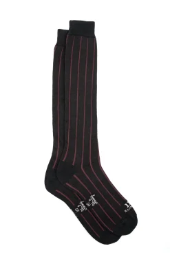 Calze Lunghe Rigate in Cotone - NERO/ROSSO