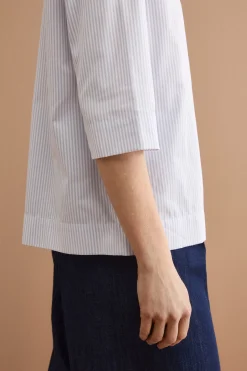 Camicia Boxy Fantasia in Cotone - GRIGIO RIGATO