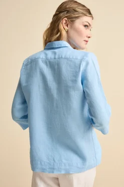 Camicia Boxy in Lino - AZZURRO