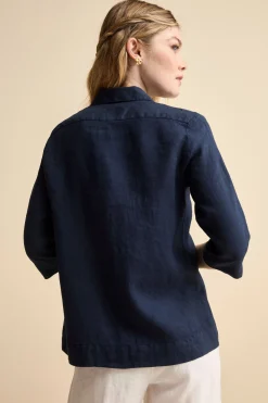 Camicia Boxy in Lino - NAVY