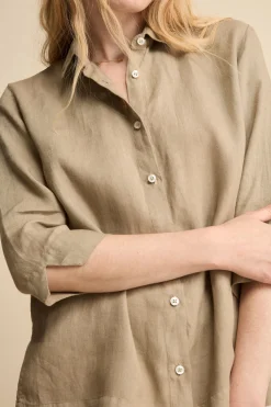 Camicia Boxy in Lino - TORTORA