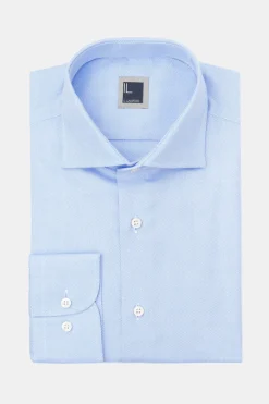 Camicia collo francese nido d’ape - AZZURRO