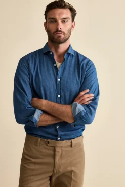 Camicia Denim Custom Fit in Cotone - DENIM