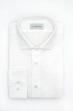 Camicia Dobby Custom Fit in Cotone - BIANCO OPERATO