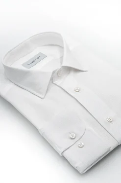 Camicia Dobby Slim Fit in Cotone - BIANCO OPERATO