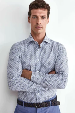 Camicia Fantasia Blu Slim Fit - FANT. BLU