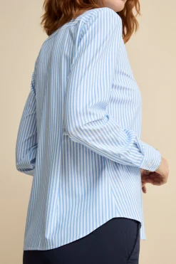 Camicia Fantasia Over in Tessuto Tecnico - AZZURRO RIGATO