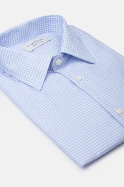Camicia Fantasia Slim Collo Francese - AZZURRO QUADRI