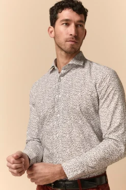 Camicia Fantasia Slim Fit in Popeline - FANT. BIANCO/ROSSO