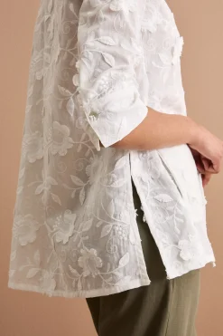 Camicia Fil Coupé Over in Misto Cotone - BIANCO